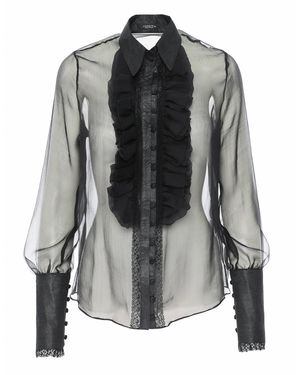 AVENUE No.29 Ruffle Silk Shirt - Black
