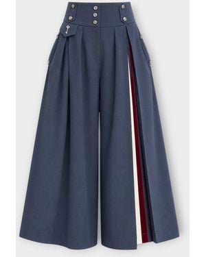 Julia Allert High-Waisted Pleated Wide-Leg Culottes - Blue