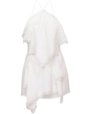KATEA GRI Draped Scarves Mini Dress - White