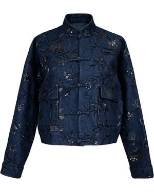 QIPOLOGY Cropped Jacket - Blue
