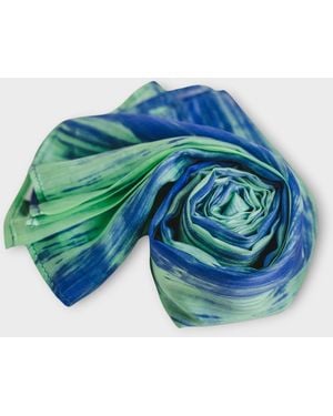 SILK & BEARS Brushstroke Scarf - Blue