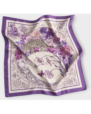 SILK & BEARS Lilac & Leopard Silk Twill Scarf - Purple