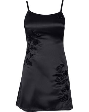 Self-Adore Fleur Luxe Satin-Feel Mini Dress - Black