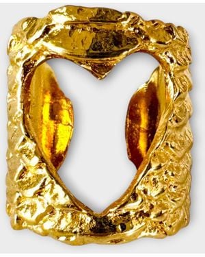Aki Roc Jewelry Open Heart Cuff Ring - Metallic