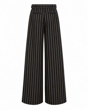 Julia Allert High-Waisted Wide-Leg Pinstripe Palazzo Pants - Black
