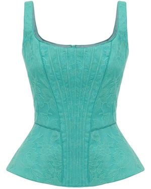 Georgette Aqua Lace Corset Top - Blue