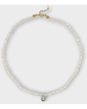 LINYA JEWELLERY Cosmic Pearl Zodiac Necklace Sky Birthstone - Metallic