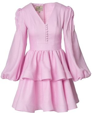 GIORGIA LUCASI Blush Linen A-Line Dress - Pink