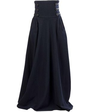 Nikka Place "Rose" Dark Wool Maxi Skirt - Blue
