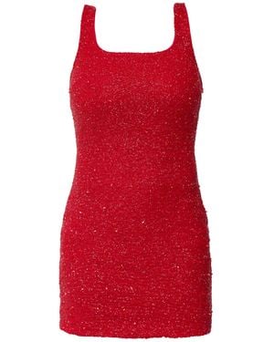 Self-Adore Ruby Hand-Beaded Embellished Mini Dress - Red