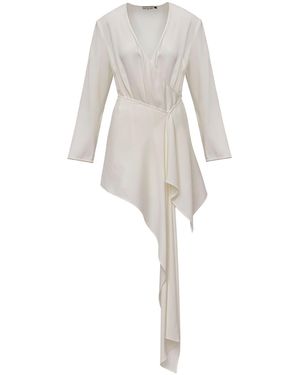 KATEA GRI Milk Scarf Detailed Mini Dress - White