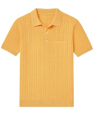 Live Kolibri Cable Knit Cashmere Feel Polo Shirt - Yellow