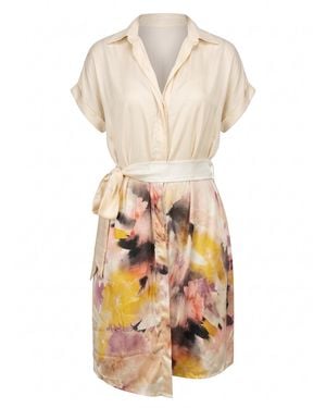IEVA Peach Multicolour Sequin Shirt Dress - Natural