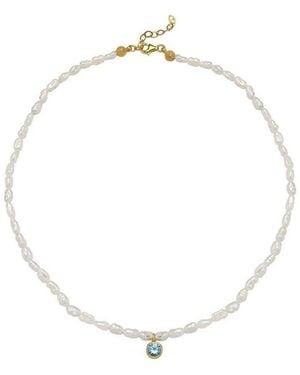 LINYA JEWELLERY Cosmic Pearl Zodiac Necklace Sky Birthstone - Metallic