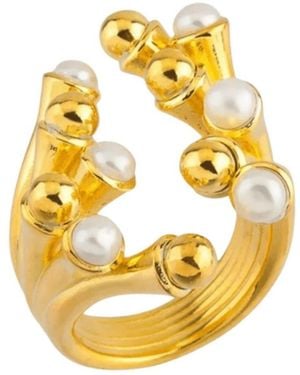 LINYA JEWELLERY Pearl Cage Ring - Metallic