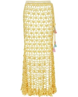 Andreeva California Poppy Handmade Knit Midi Skirt - Yellow