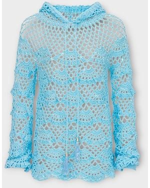 Andreeva Aqua Marine Handmade Crochet Hoodie - Blue