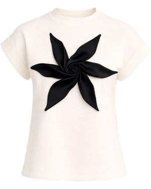 Julia Allert Crew-Neck Jersey T-Shirt With Flower - Black