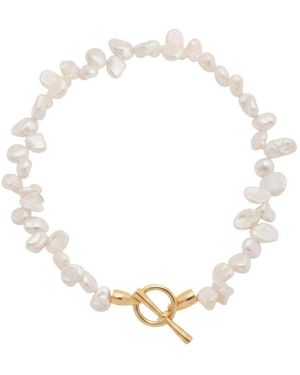 LINYA JEWELLERY Asymmetrical Pearl Necklace - Metallic