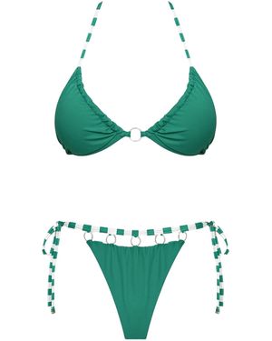 Live Kolibri String Bikini Set With Metal Rings - Green