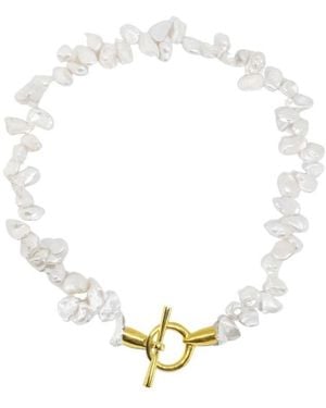 LINYA JEWELLERY Asymmetrical Pearl Necklace - Metallic