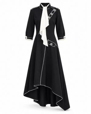 Julia Allert Elegant A-Line Asymmetric Hem Dress - Black