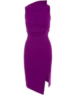 AVENUE No.29 Bodycon Midi Dress With Leg Slit - Purple