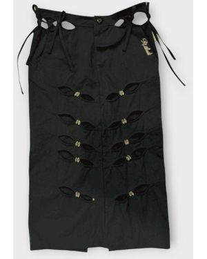 RUIBUILT Embroidery Cutout Cargo Maxi Skirt - Black