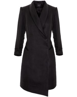 AVENUE No.29 Asymmetric Linen And Rayon Blazer Dress - Black