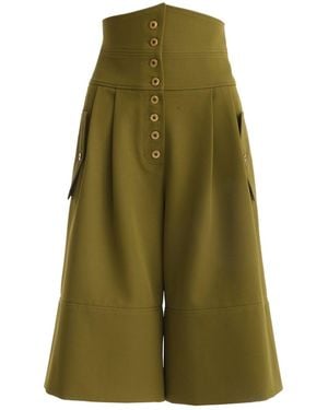 Julia Allert High-Waisted Cargo Culotte Shorts - Green