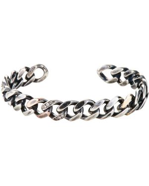 MASANA Chain Motif Bangle With Diamonds - Metallic
