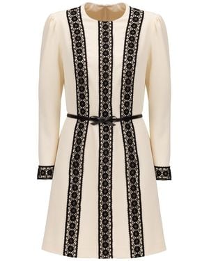 Georgette Cream Lace Mini Dress - Natural