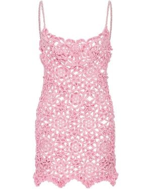 Andreeva Pearl Handmade Crochet Mini Dress - Pink