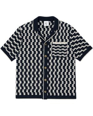 Live Kolibri Crochet Button-Up Shirt - Black
