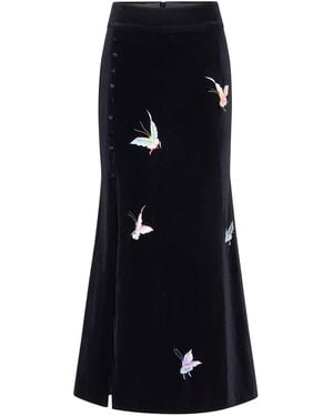 FAYWEAVER Colored-Butterfly Fishtail Skirt - Black