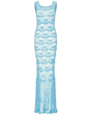 Andreeva Aqua Shell Handmade Maxi Crochet Dress - Blue