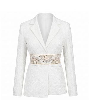 International Appeal Paisley Textured Blazer - White