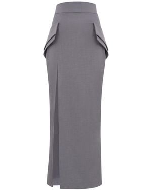 DAR ANN STUDIO Executive Maxi Skirt - Gray