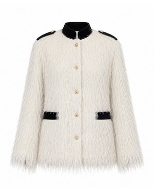 Julia Allert Fuzzy Textured Statement Jacket - White
