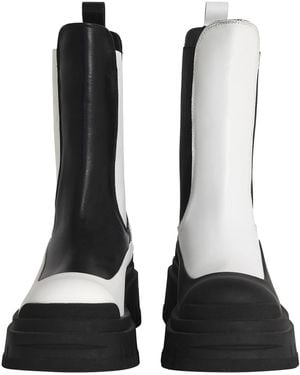 DIVINE HARMONIE And Leather Chelsea Boots With Platform Sole - Black