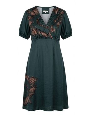 IEVA Dark Embellished Wrap Midi Dress - Green