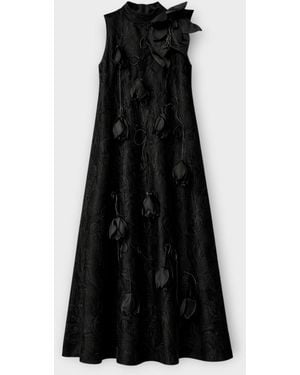 Julia Allert A-Line Flower Maxi Dress - Black