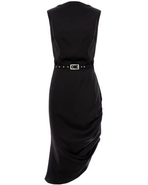 AVENUE No.29 Cowl Neckline Asymmetric Viscose Midi Dress - Black
