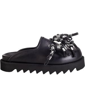 Toga Industrial Tassel Platform Mules – Leather - Blue