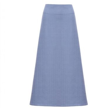 LAVIELACE High-Waisted A-Line Pale Maxi Skirt - Blue