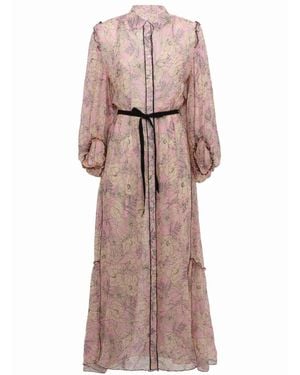 Georgette Blush Garden Maxi Dress - Pink