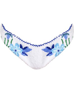 Self-Adore Euro Summer Hand-Beaded Embellished Bikini Bottom - Blue