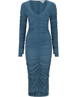 LIZ SKORSIS Viva Scoop Neck Ruched Dress - Blue