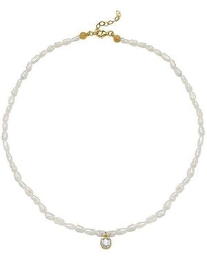 LINYA JEWELLERY Cosmic Pearl Zodiac Necklace Birthstone - Metallic
