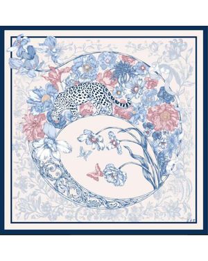 SILK & BEARS Leopard Scarf - Blue